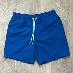 ASOS Royal Blue Swim Trunks with Lime Drawstring Sz Med
